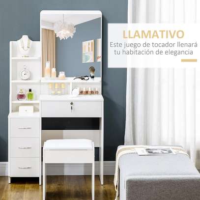 White Dressing Table With Mirror image 3