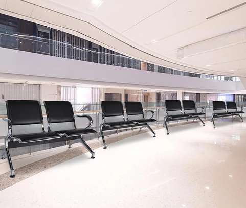 Black PU Padded Reception Bench image 7