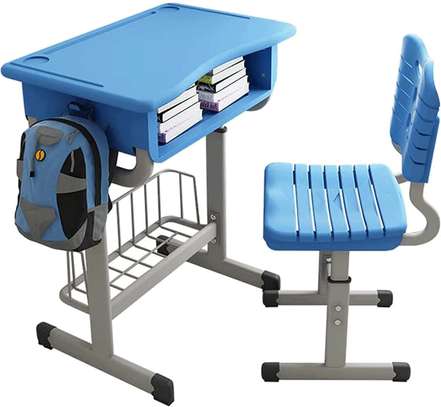 Adjustable Kids Desk; Abs Plastic, Chair For Ages 3-14, Blue image 2