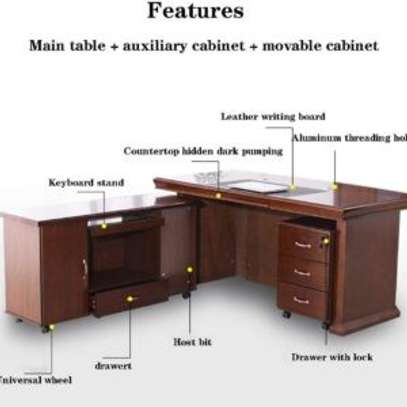 Office Desk; 160cm Mahogany Executive Work Desk image 4