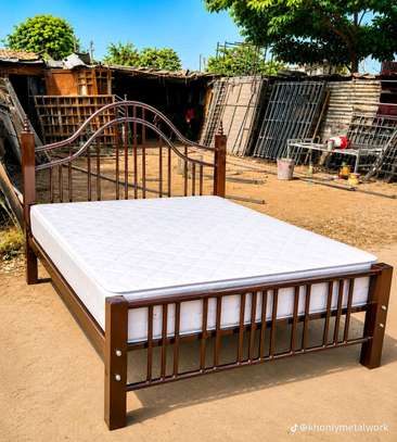 Quality and durable metallic beds with wooden finish image 9
