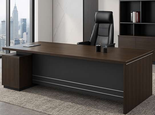Office Desk: 180CM Luxurious Dark Wood Office Desk image 3