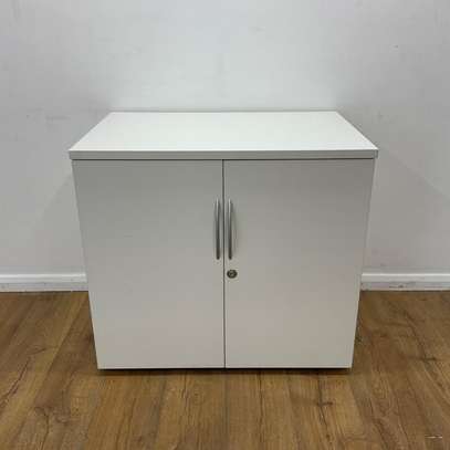 2-Door Wooden Credenza Cabinet in White image 8