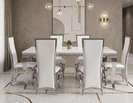 Dining Tables : 6 Seater Marble Top Dining Table image 3