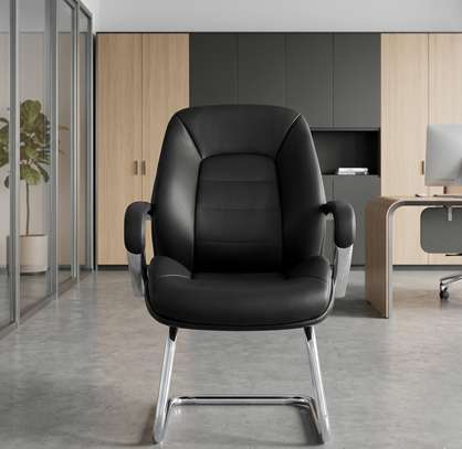 Office Chairs : Ergonomic Leather Guests Waiting Seat image 8