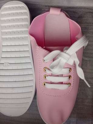 Pink canvas ladies flat shoes image 4