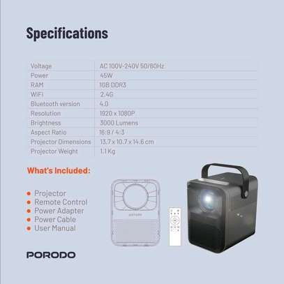 Porodo Lifestyle Full HD Portable Projector image 2