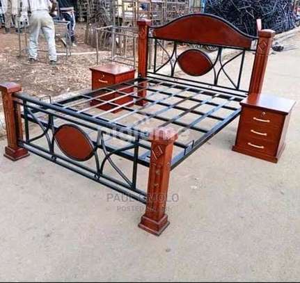 Quality and durable metallic beds with wooden finish image 15