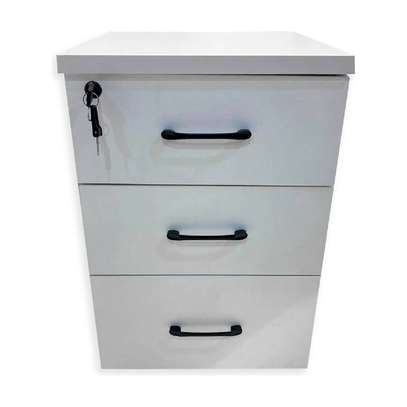 White 3 Drawer Wooden Pedestal Cabinet image 7
