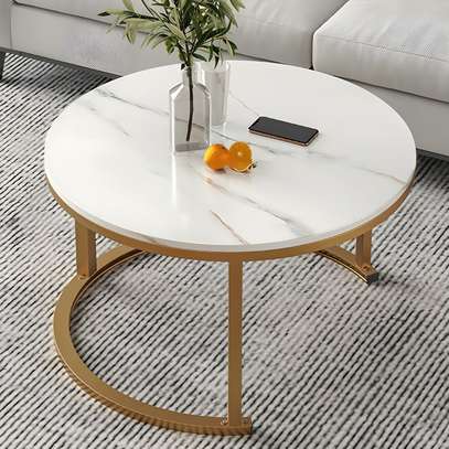 Marble Top Metal Frame Round Coffee Table image 5