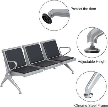 3 Seater Black Padded Reception Bench image 9