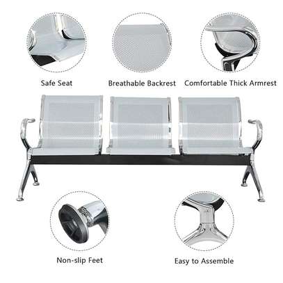 Phoenix 3-Seater Steel Airport Bench image 3