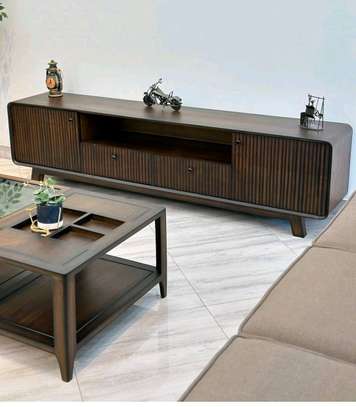 Wooden TV Stand with slated Doors and Drawers image 12