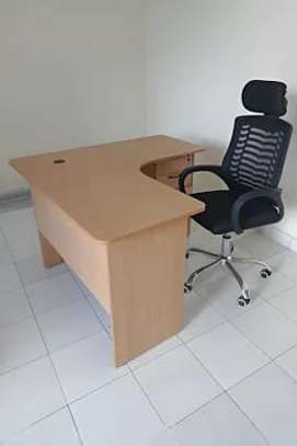 Modern L-Shaped Ergonomic Office Desk White Black Trim image 3