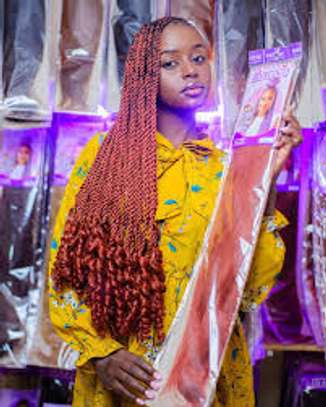 Vibrant Red Synthetic Hair Braids Extra Long image 2