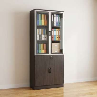 Wooden Half Glass 2 Door Storage Cabinet image 14