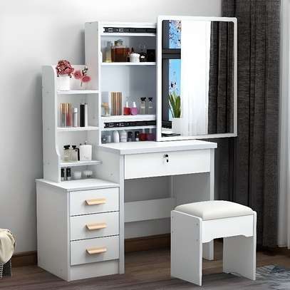 Dressers: White Vanity Dressing Table With Sliding Mirror image 2