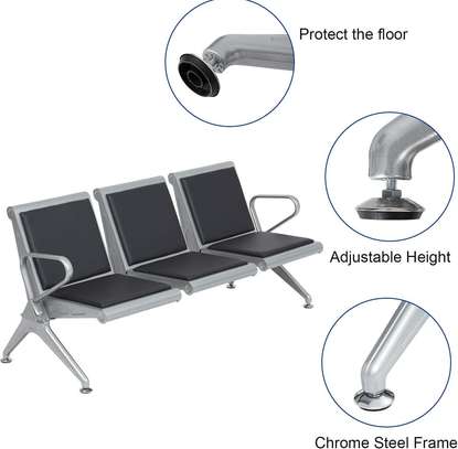 Hard Pad 3-Link Leather Waiting Bench image 13