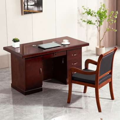 Modern Writing Desk with Cabinet and Drawers image 2