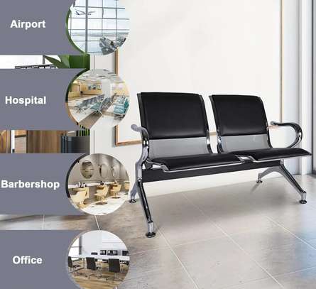 Black PU Padded Reception Bench image 2