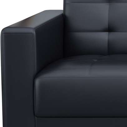 Office Sofas: Black Leather Office Lounge Sofa image 7