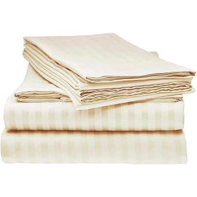 Premium cotton Egyptian white Striped bedsheets set image 4