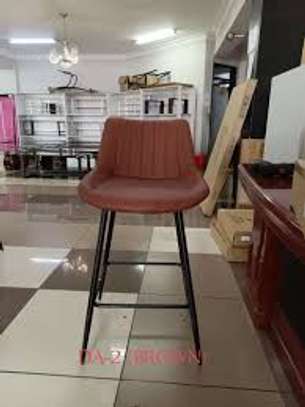 Brown Leather Non-Adjustable Counter Bar Stool image 14