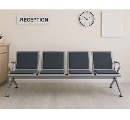 4-Link Leather Office Waiting Bench image 3