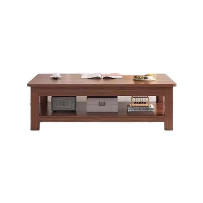 Coffee Table; Rectangle Wooden Red Coffee Table image 5