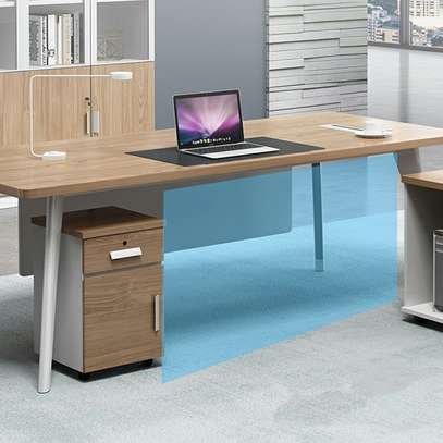 Modern Desk & Cabinet Set; White Metal Legs, Office Use image 2