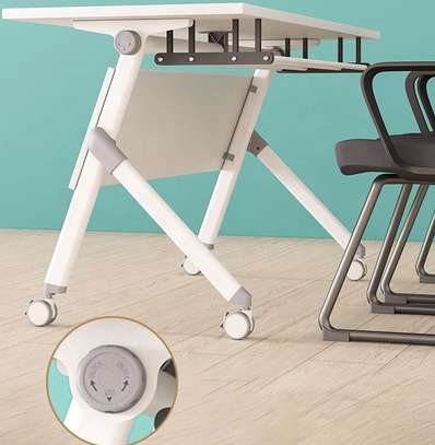 Foldble table: Foldable Training Table with Wheel Casters image 5