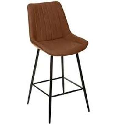 Brown Leather Non-Adjustable Counter Bar Stool image 7