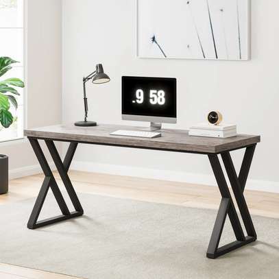 Office Desk: Wooden Writing Desk With X-Shaped Leg Structure image 4