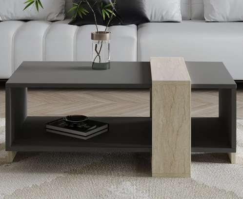 Modern Two-Tone Coffee Table Black Oak Wood image 2