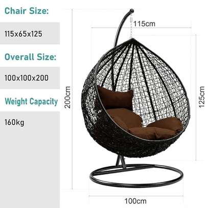 Single Seater Rattan Swing Chair with Stand & Cushion image 4