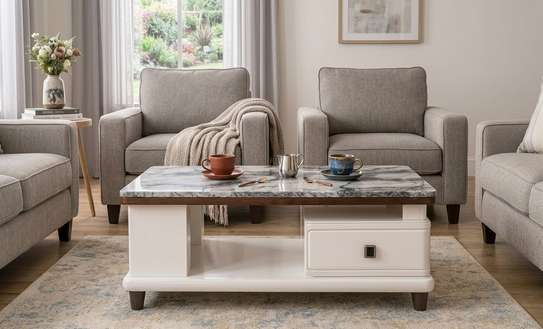 Coffee Tables : Marble-Top Rectangular Coffee Table image 7