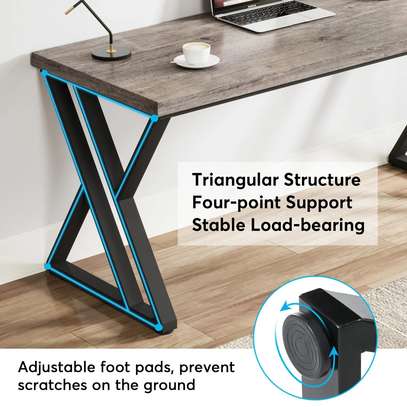 Office Desk: Wooden Writing Desk With X-Shaped Leg Structure image 2