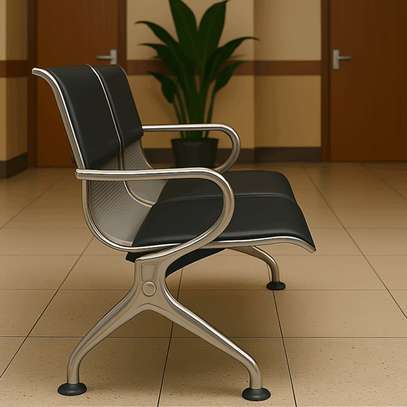 Office Bench; 2 Link Leather Reception Office Bench image 3
