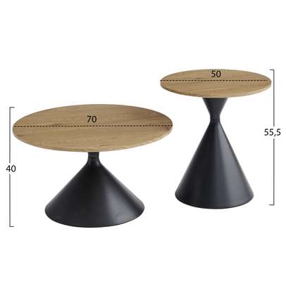 2 Pcs Brown Wooden Tops Living Home Coffee Table Set image 5