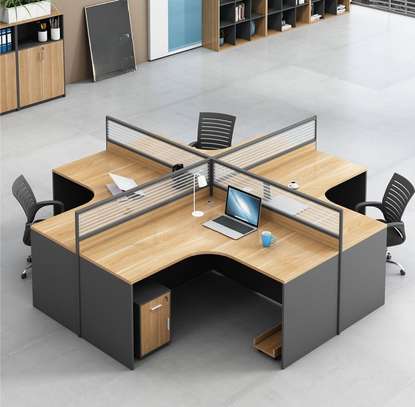 Curved 4 Way Office Workstation Desk image 6