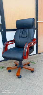 Premium Ergonomic Office Chair Brown & Black Leather image 3