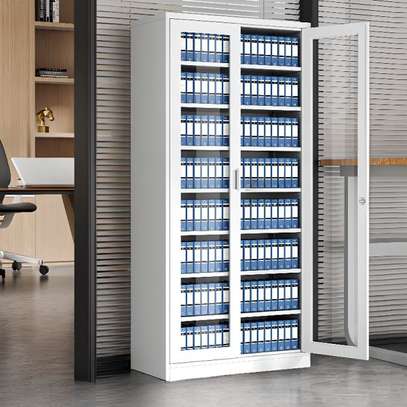 2-Door Glass Steel Frame Modern Storage Cabinet image 2