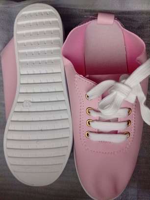 Pink canvas ladies flat shoes image 2
