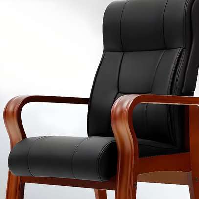 Office Chairs: Mid Back Leather Black Chair image 2