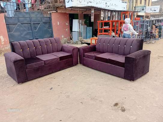 Purple Plush Sofa Set with Button-Tufted Design image 2