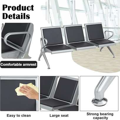 3 Seater Black Padded Reception Bench image 5