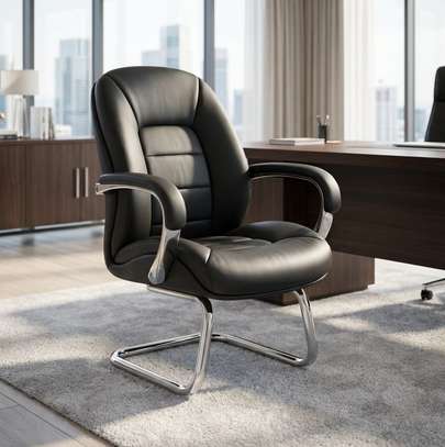 Office Chairs : Ergonomic Leather Guests Waiting Seat image 5