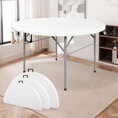 Foldable table: White round foldable training table image 4