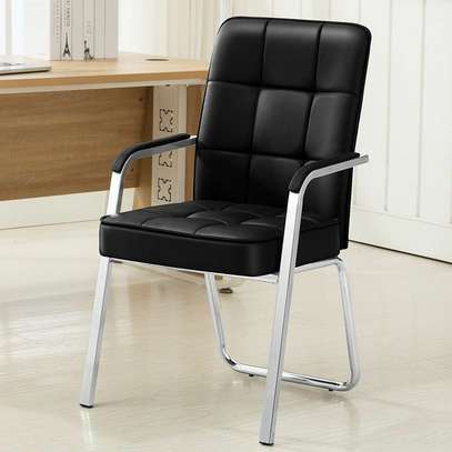 Modern Black Leather Visitor Chair image 4