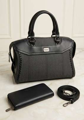 Elegant Purple Handbag Set with Wallet & Strap image 3